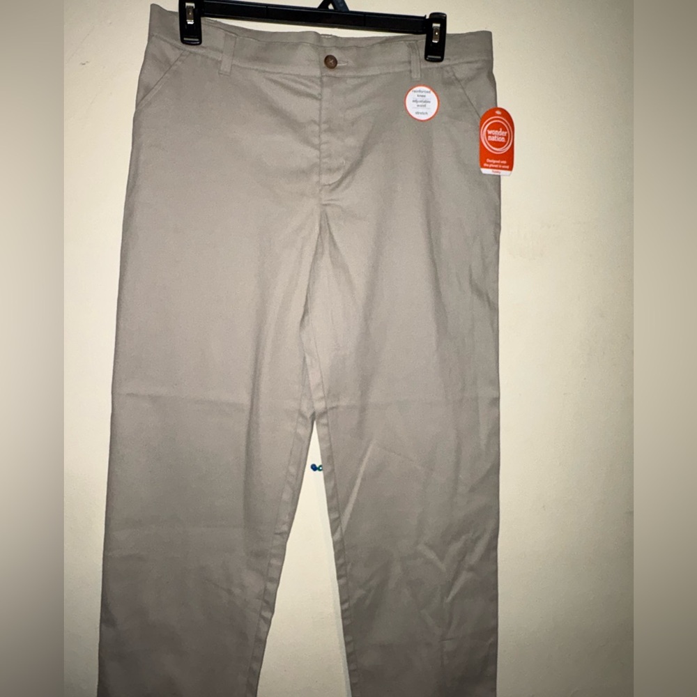 Wonder Nation Boys School Uniform Flat Front Pants, Sizes 16,Husky